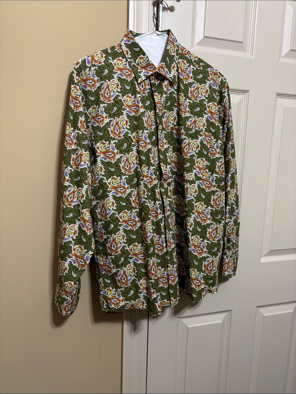 Alan Flusser Olive Green Floral Button-Down Shirt